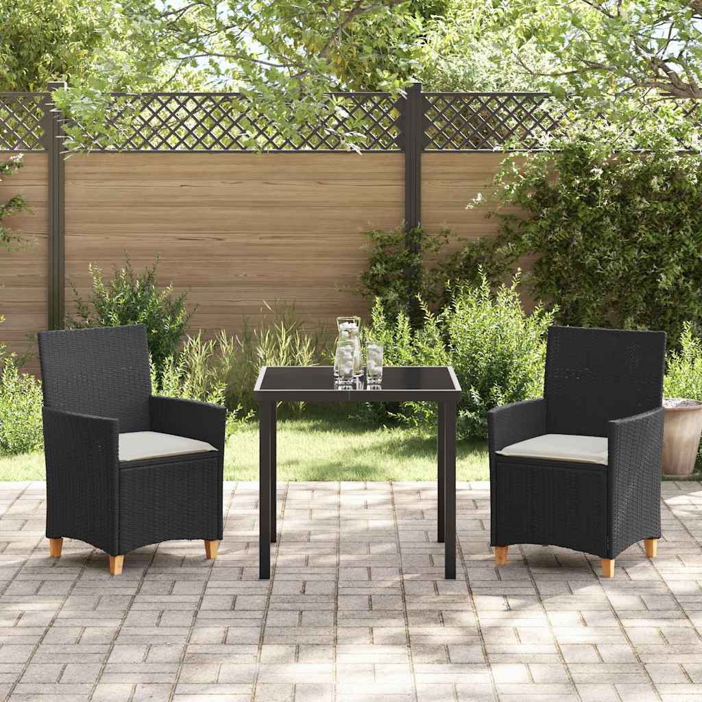 Ensemble de salle à manger pour jardin 3 pcs Noir polyrotin - XIOS