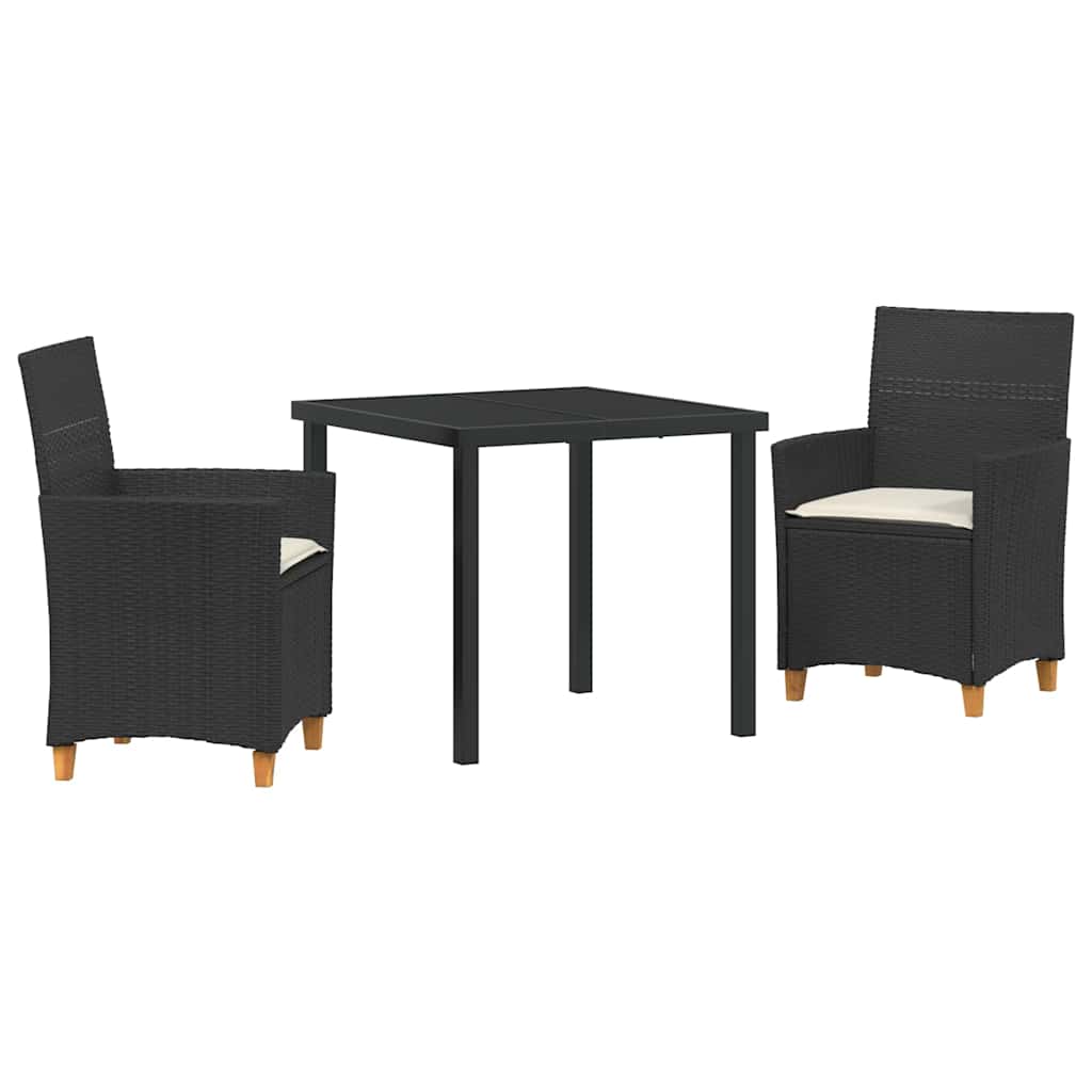 Ensemble de salle à manger pour jardin 3 pcs Noir polyrotin - XIOS