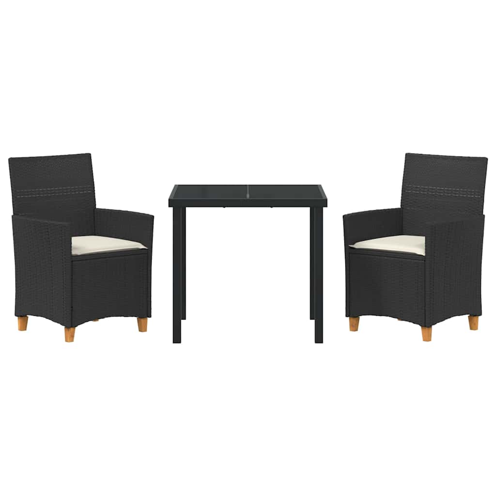 Ensemble de salle à manger pour jardin 3 pcs Noir polyrotin - XIOS