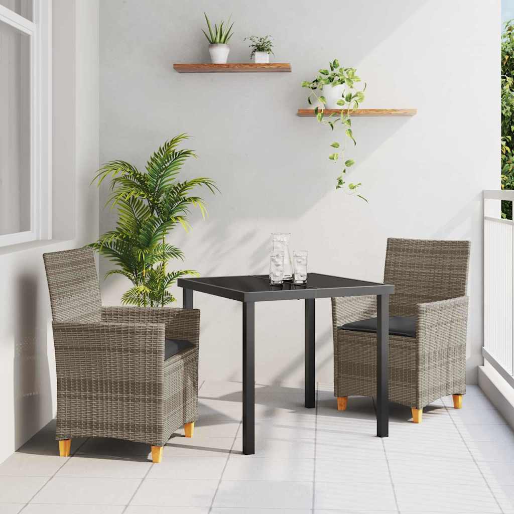 Ensemble de salle à manger pour jardin 3 pcs Gris polyrotin - XIOS