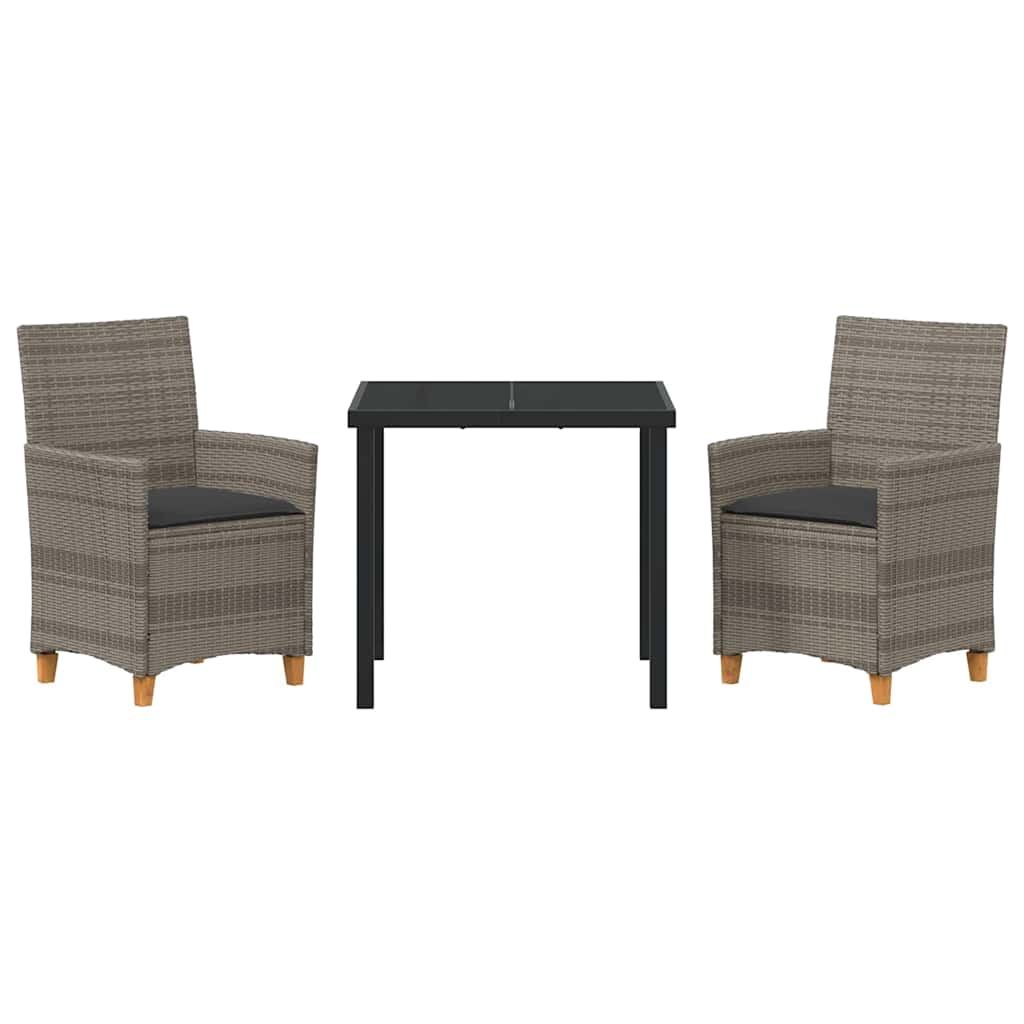 Ensemble de salle à manger pour jardin 3 pcs Gris polyrotin - XIOS