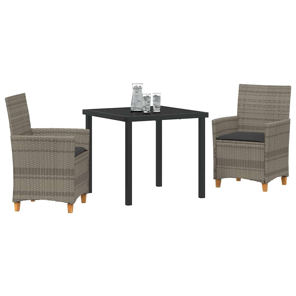 Ensemble de salle à manger pour jardin 3 pcs Gris polyrotin - XIOS
