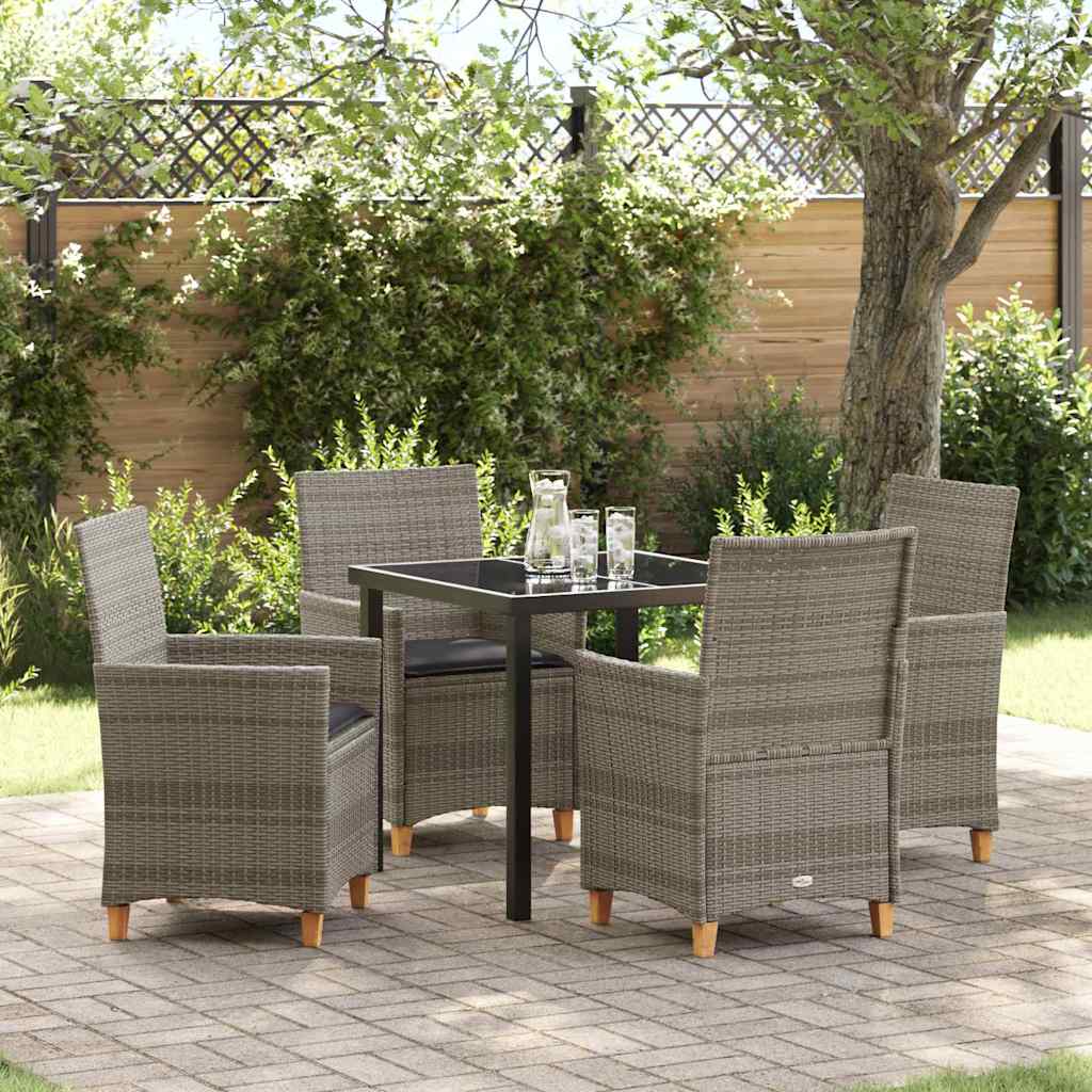 Ensemble de salle à manger pour jardin 5 pcs Gris polyrotin - XIOS