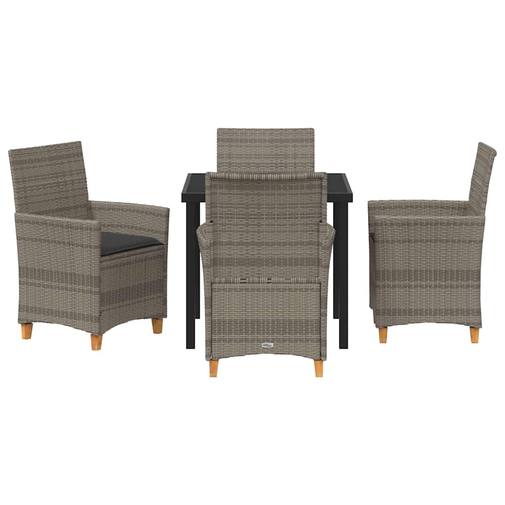 Ensemble de salle à manger pour jardin 5 pcs Gris polyrotin - XIOS
