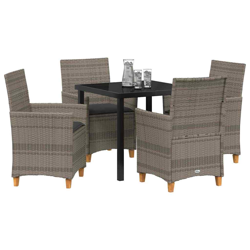 Ensemble de salle à manger pour jardin 5 pcs Gris polyrotin - XIOS