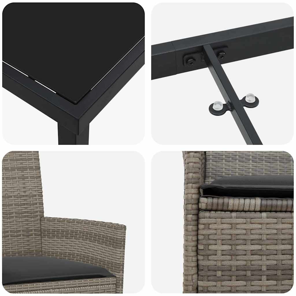 Ensemble de salle à manger pour jardin 5 pcs Gris polyrotin - XIOS