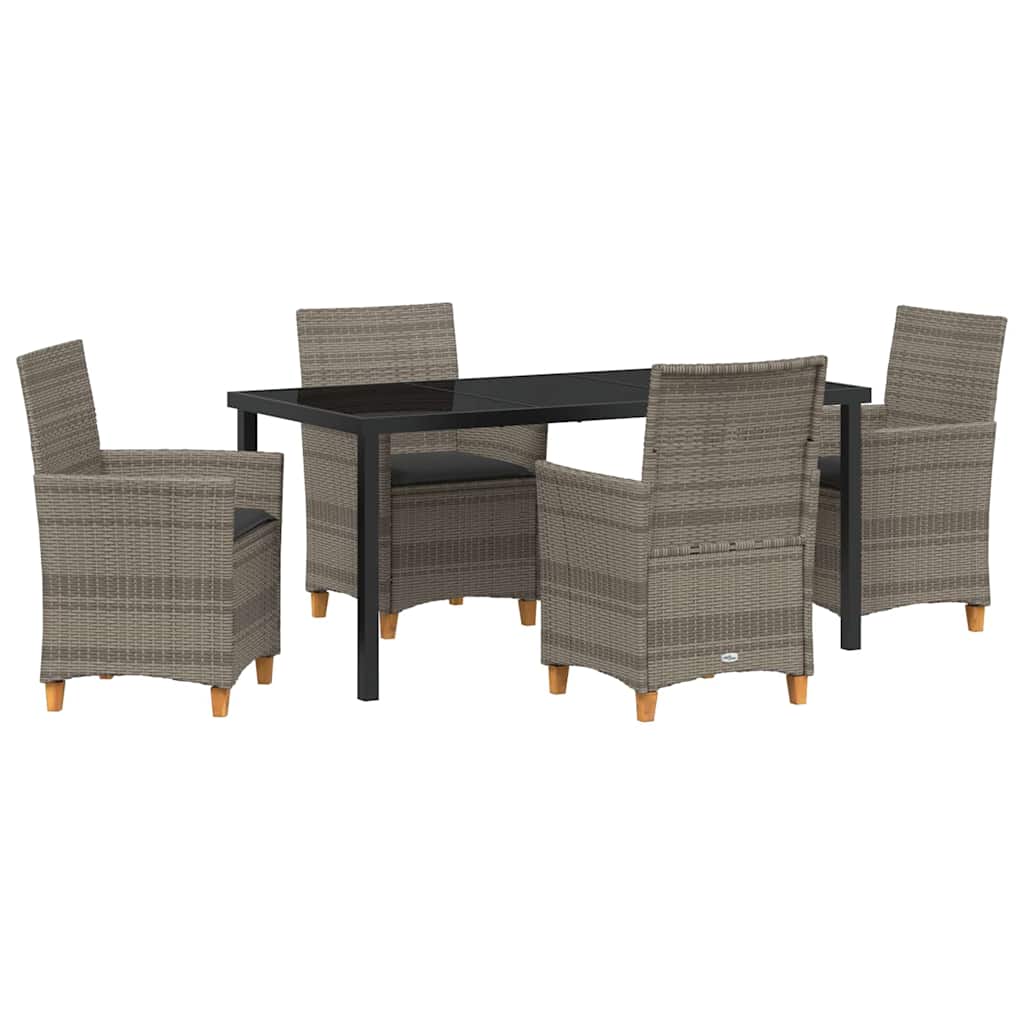 Ensemble de salle à manger pour jardin 5 pcs Gris polyrotin - XIOS