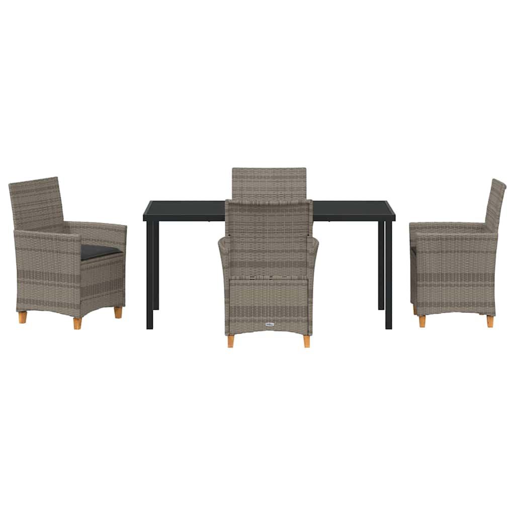 Ensemble de salle à manger pour jardin 5 pcs Gris polyrotin - XIOS