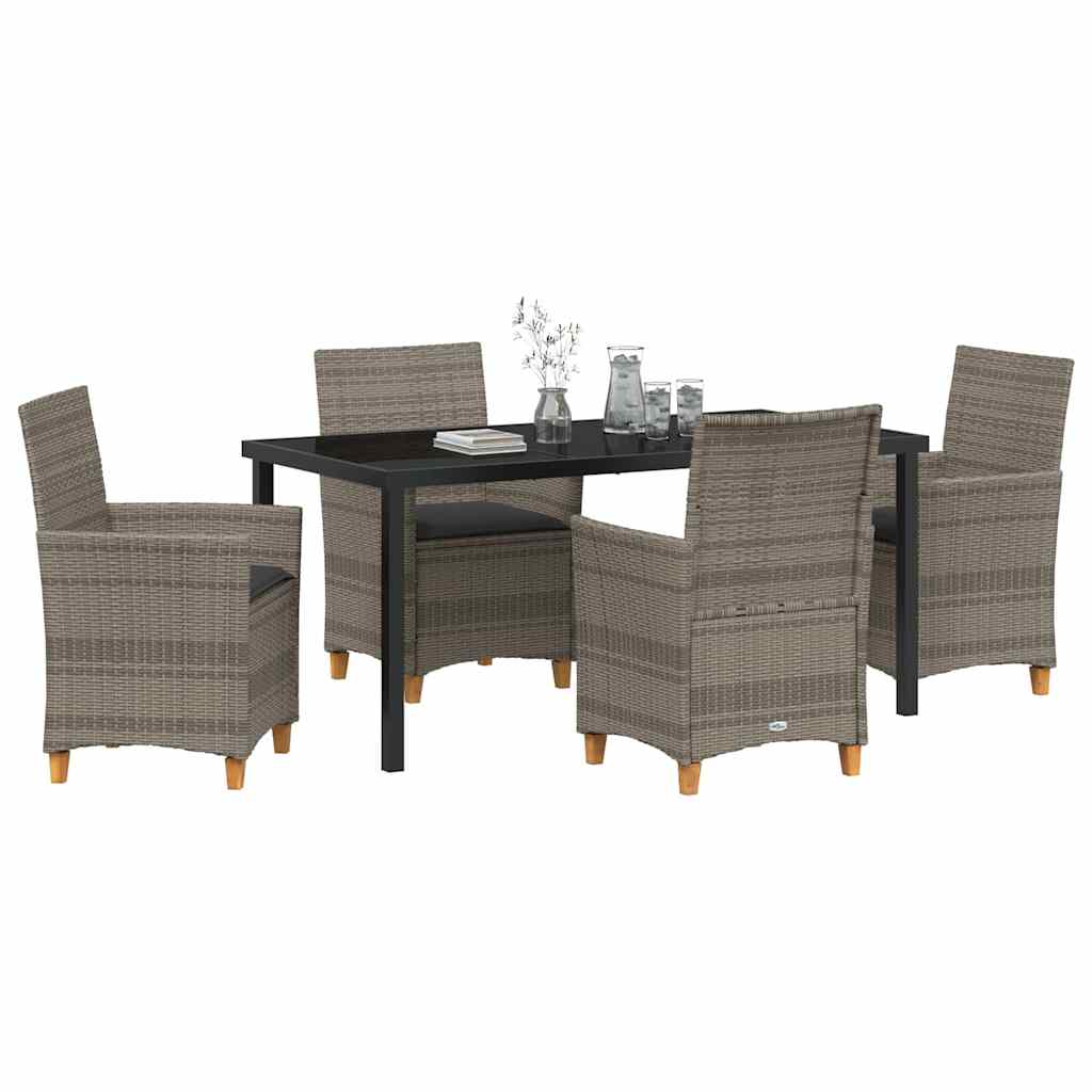 Ensemble de salle à manger pour jardin 5 pcs Gris polyrotin - XIOS