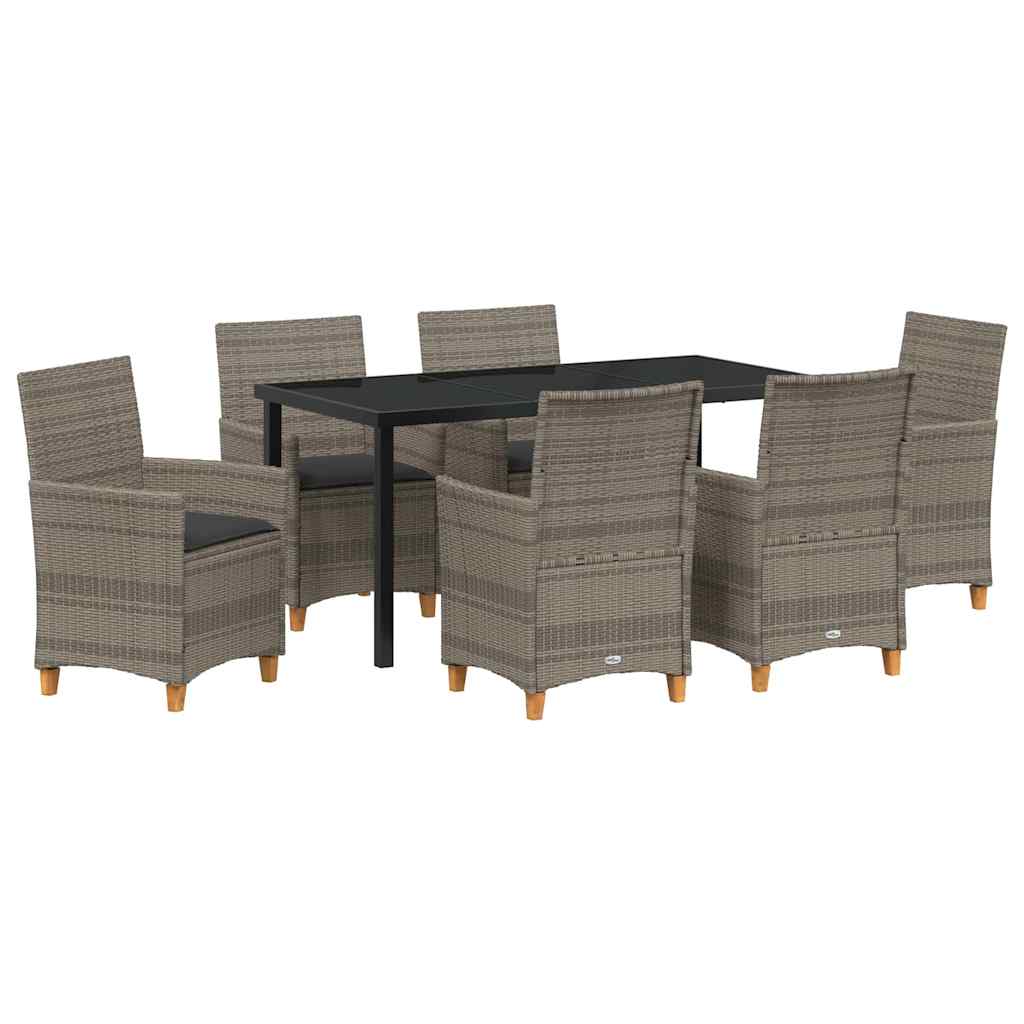 Ensemble de salle à manger pour jardin 7 pcs Gris polyrotin - XIOS