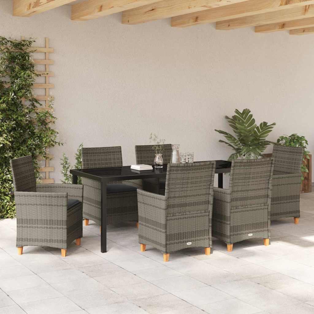 Ensemble de salle à manger pour jardin 7 pcs Gris polyrotin - XIOS