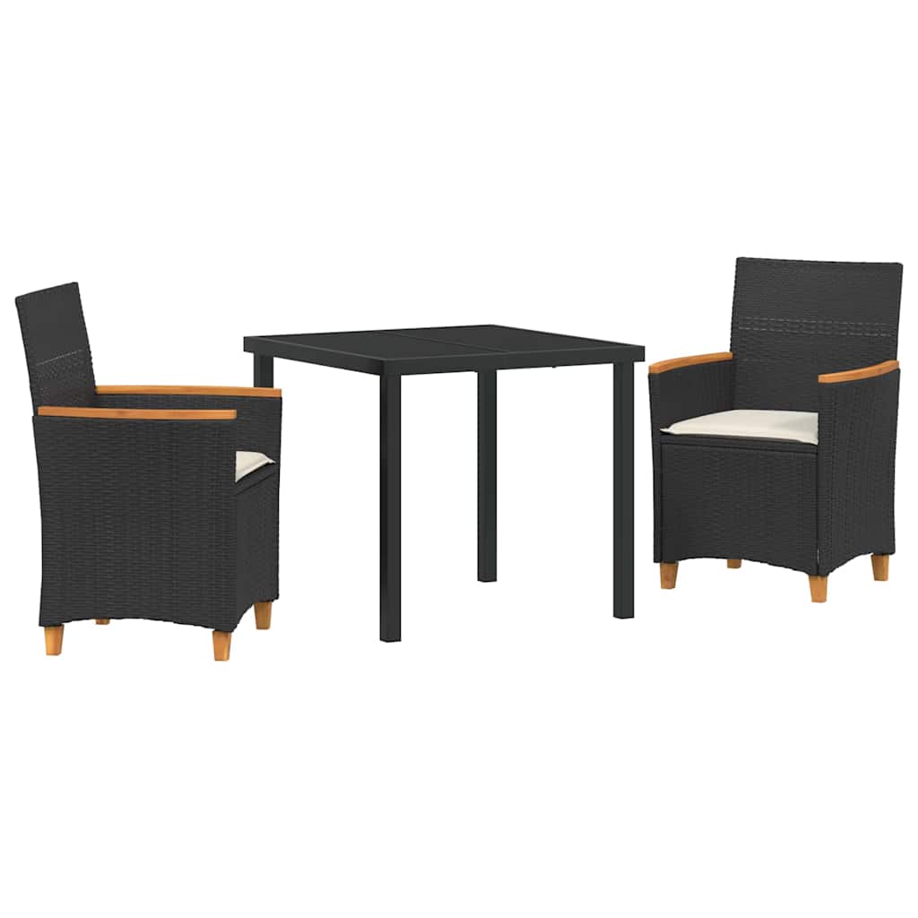 Ensemble de salle à manger pour jardin 3 pcs Noir polyrotin - XIOS