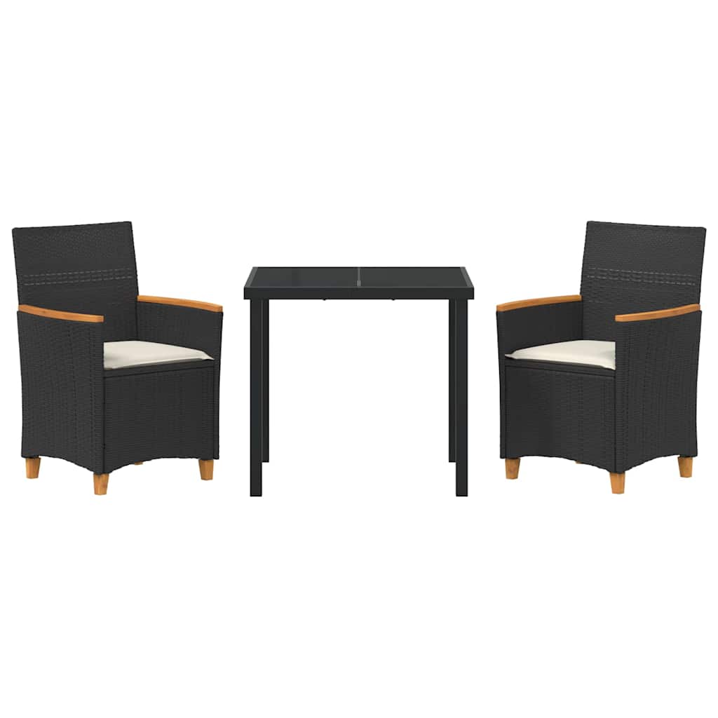 Ensemble de salle à manger pour jardin 3 pcs Noir polyrotin - XIOS