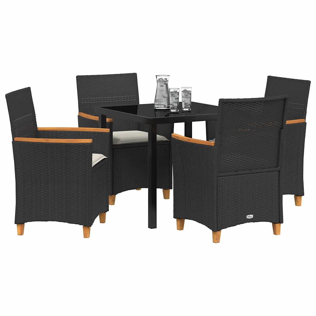 Ensemble de salle à manger pour jardin 5 pcs Noir polyrotin - XIOS