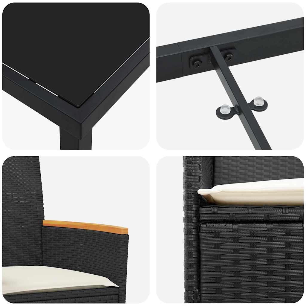 Ensemble de salle à manger pour jardin 5 pcs Noir polyrotin - XIOS