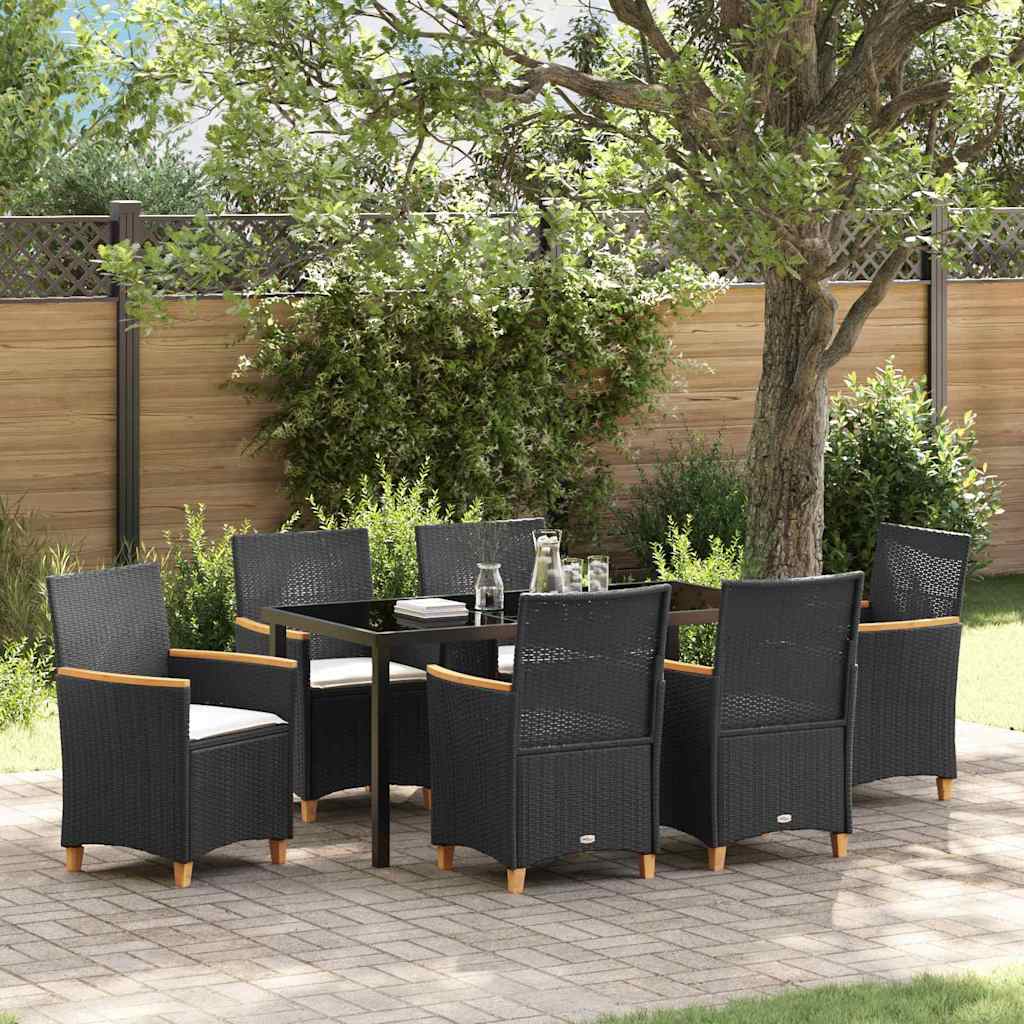 Ensemble de salle à manger pour jardin 7 pcs Noir polyrotin - XIOS