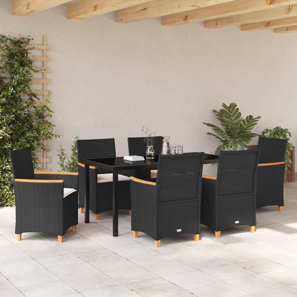 Ensemble de salle à manger pour jardin 7 pcs Noir polyrotin - XIOS
