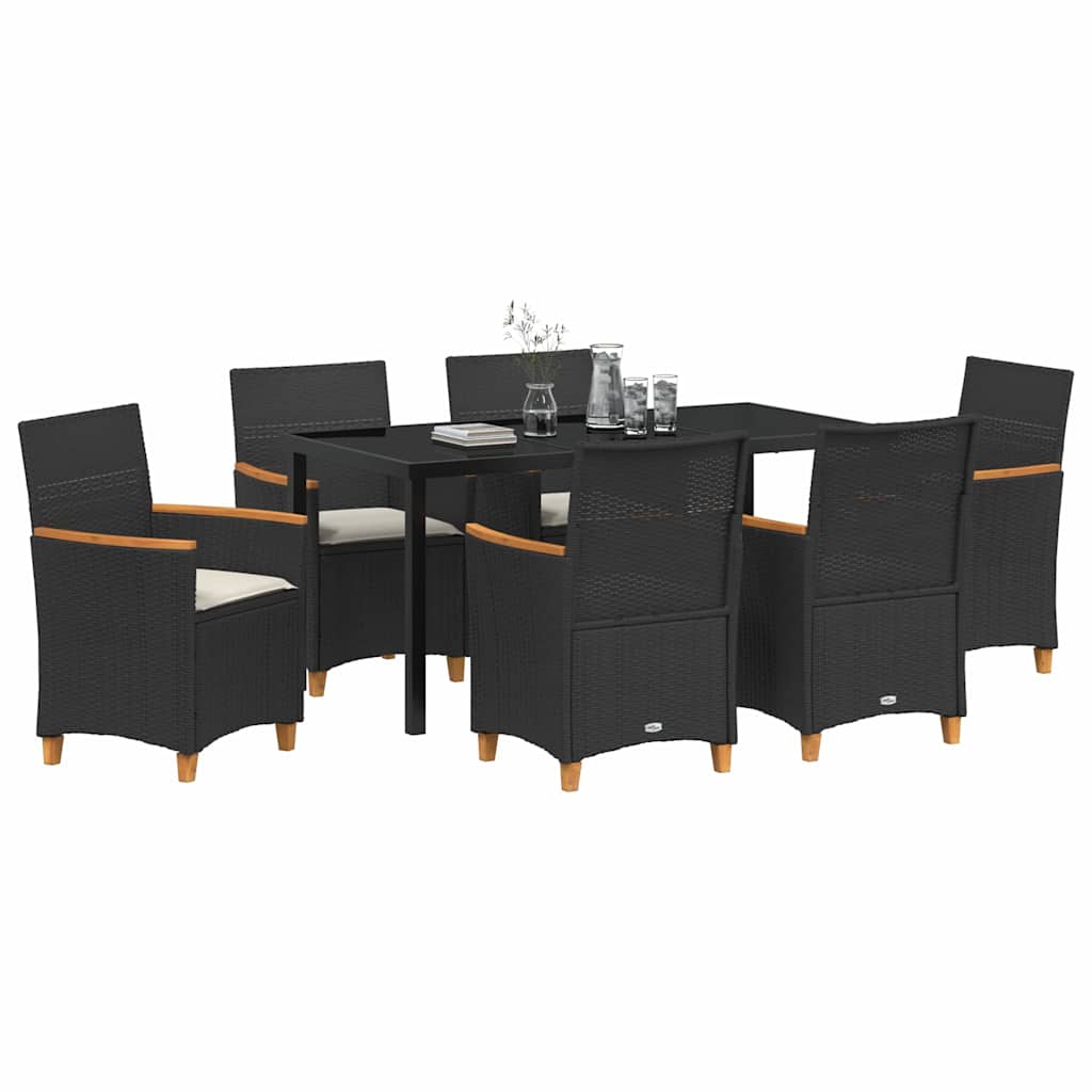 Ensemble de salle à manger pour jardin 7 pcs Noir polyrotin - XIOS