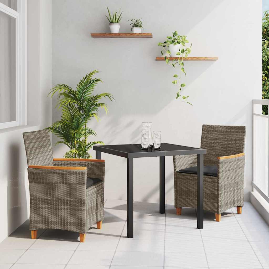 Ensemble de salle à manger pour jardin 3 pcs Gris polyrotin - XIOS