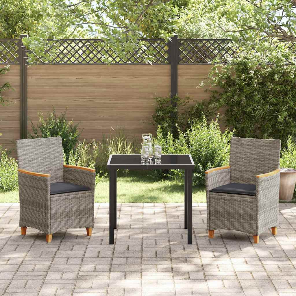 Ensemble de salle à manger pour jardin 3 pcs Gris polyrotin - XIOS