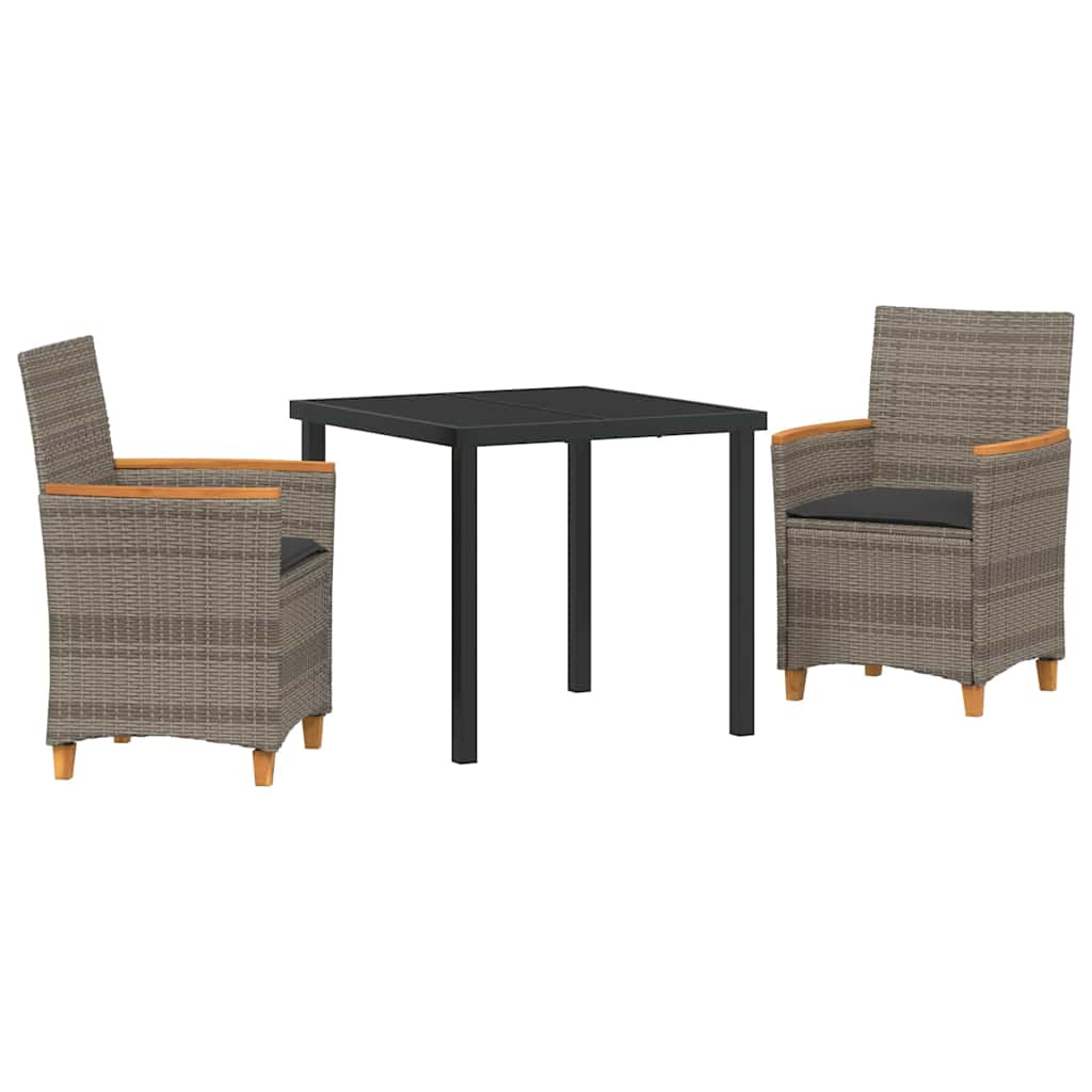 Ensemble de salle à manger pour jardin 3 pcs Gris polyrotin - XIOS