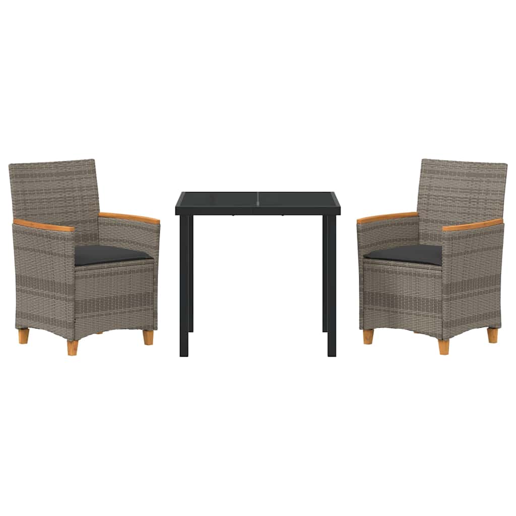 Ensemble de salle à manger pour jardin 3 pcs Gris polyrotin - XIOS