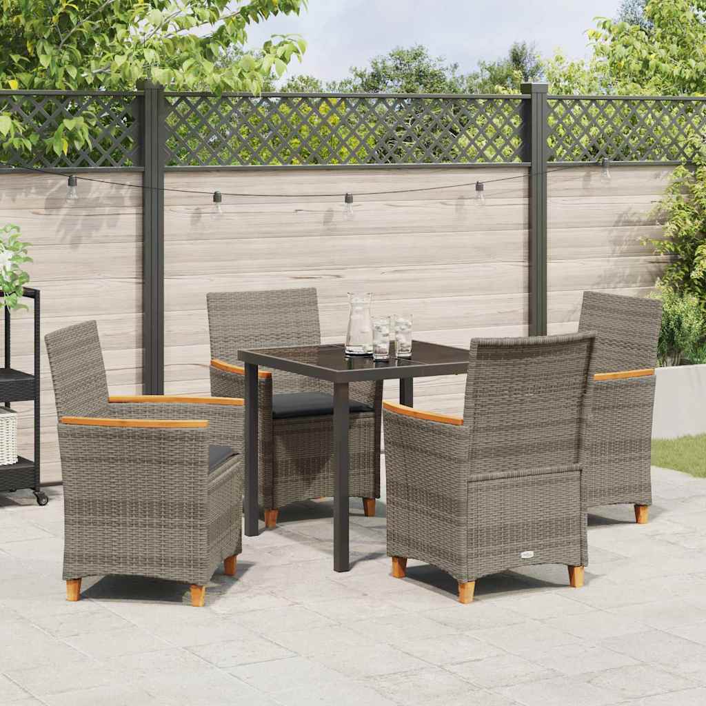 Ensemble de salle à manger pour jardin 5 pcs Gris polyrotin - XIOS