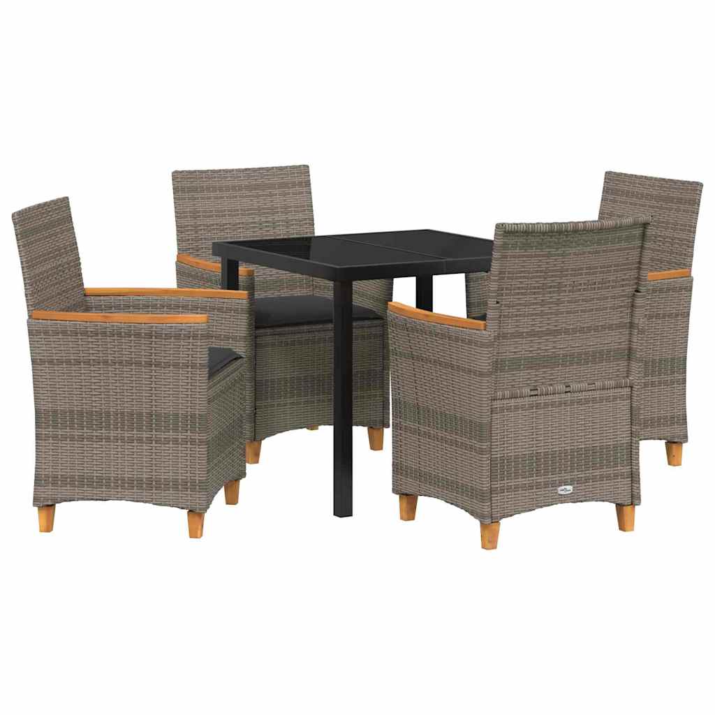 Ensemble de salle à manger pour jardin 5 pcs Gris polyrotin - XIOS