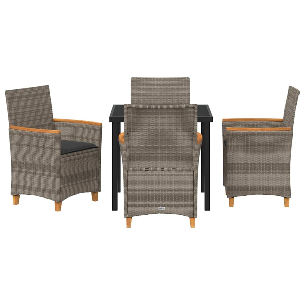 Ensemble de salle à manger pour jardin 5 pcs Gris polyrotin - XIOS