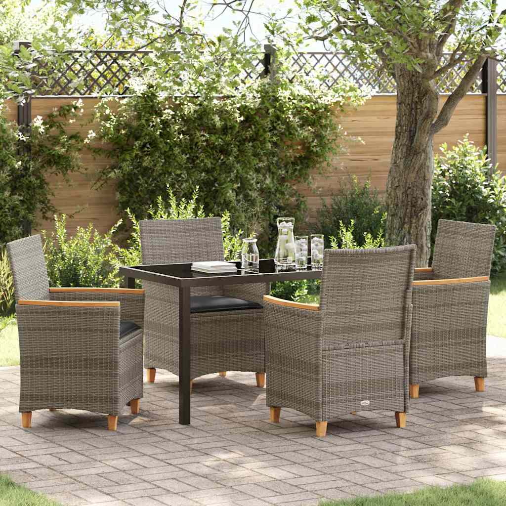Ensemble de salle à manger pour jardin 5 pcs Gris polyrotin - XIOS