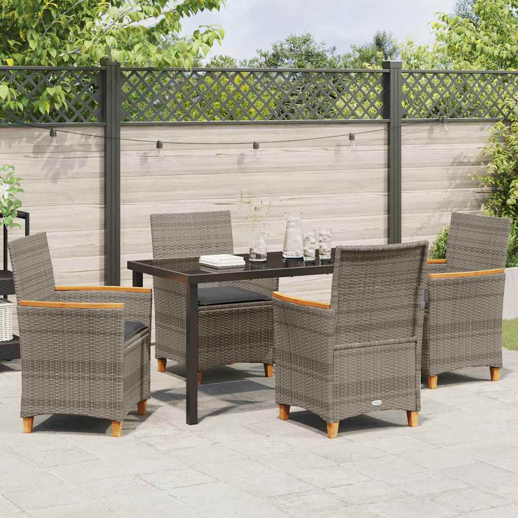 Ensemble de salle à manger pour jardin 5 pcs Gris polyrotin - XIOS