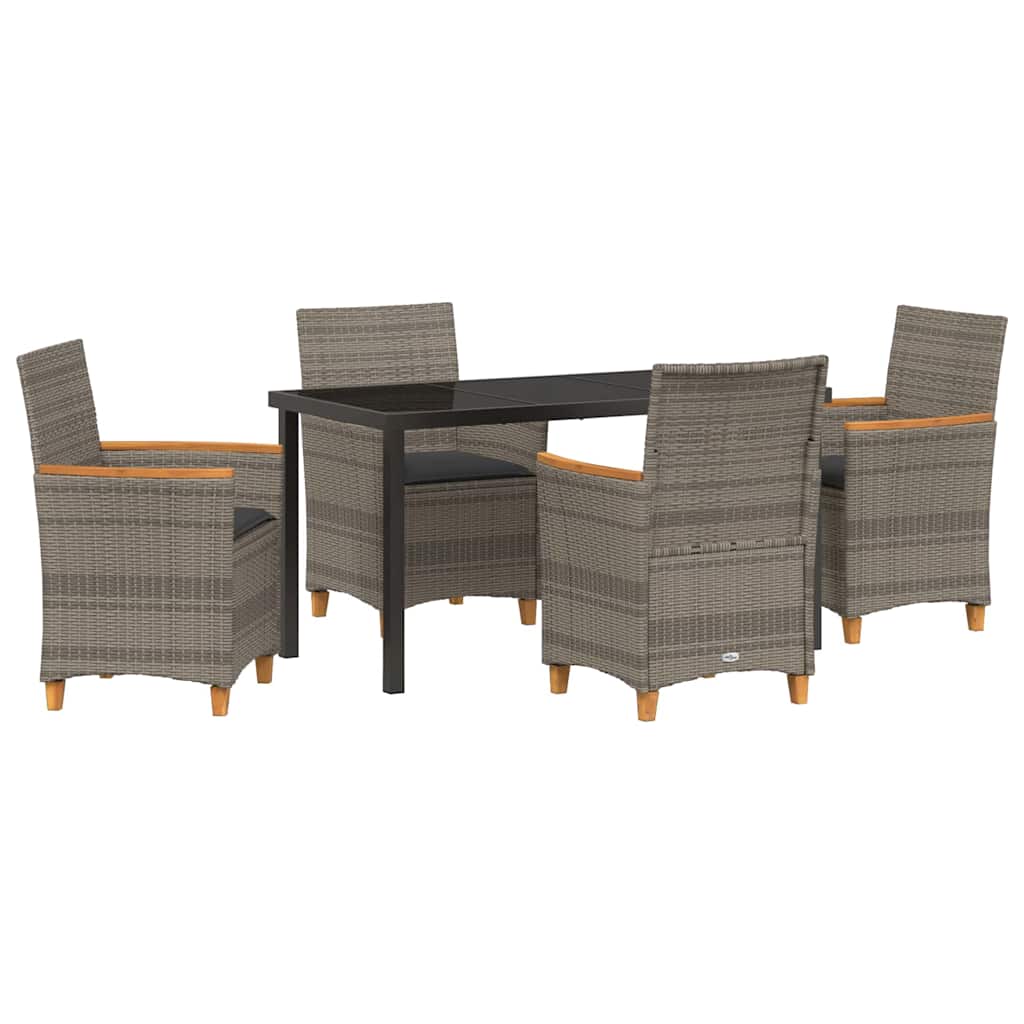 Ensemble de salle à manger pour jardin 5 pcs Gris polyrotin - XIOS
