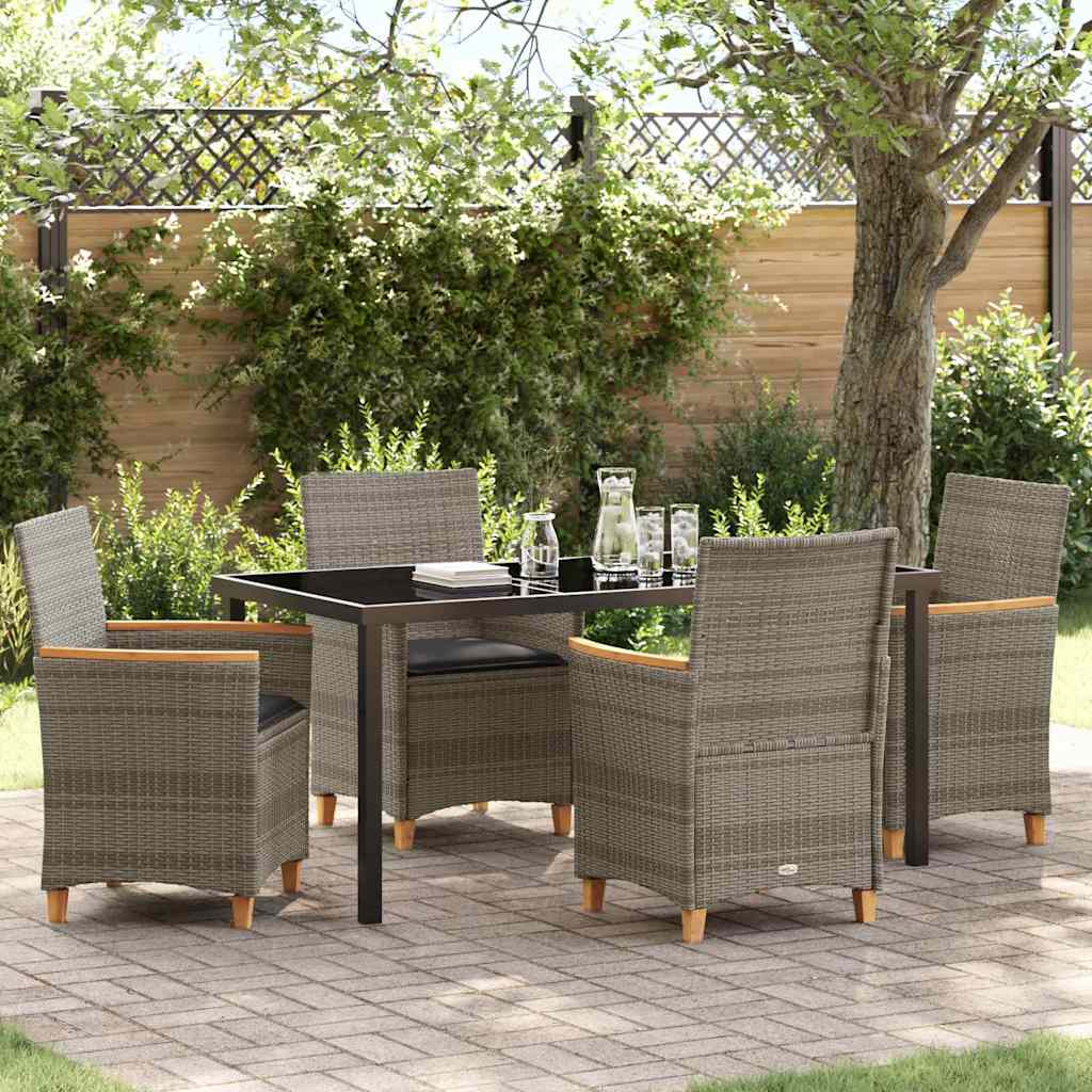 Ensemble de salle à manger pour jardin 5 pcs Gris polyrotin - XIOS