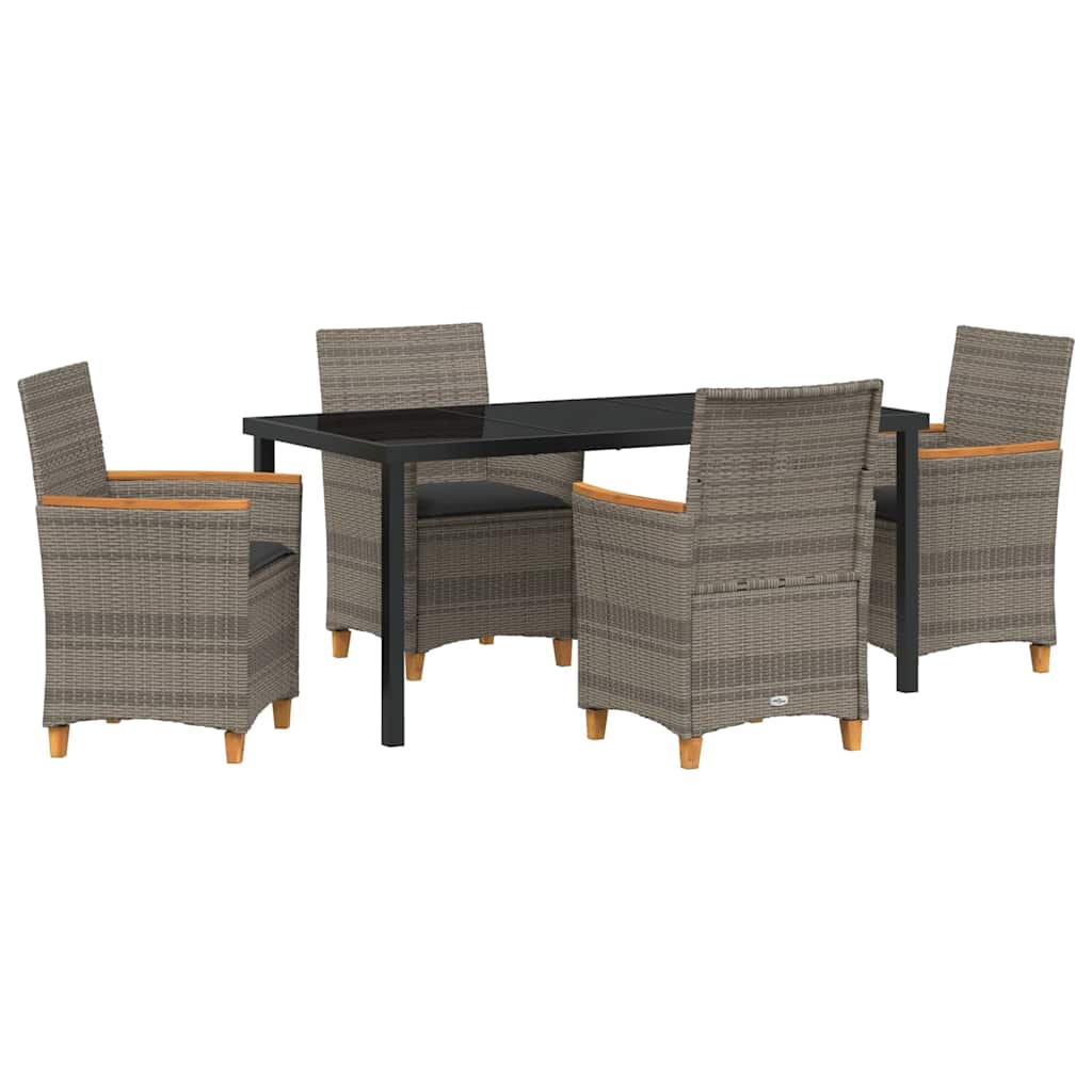 Ensemble de salle à manger pour jardin 5 pcs Gris polyrotin - XIOS