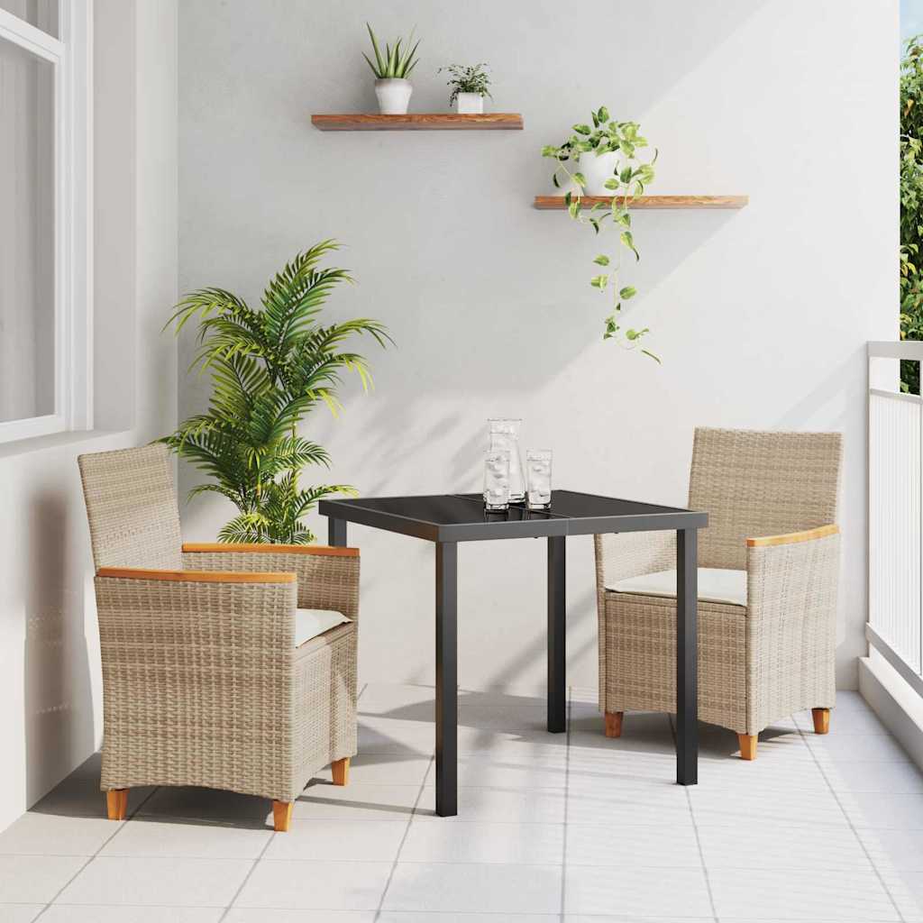 Ensemble de salle à manger pour jardin 3 pcs Beige polyrotin - XIOS