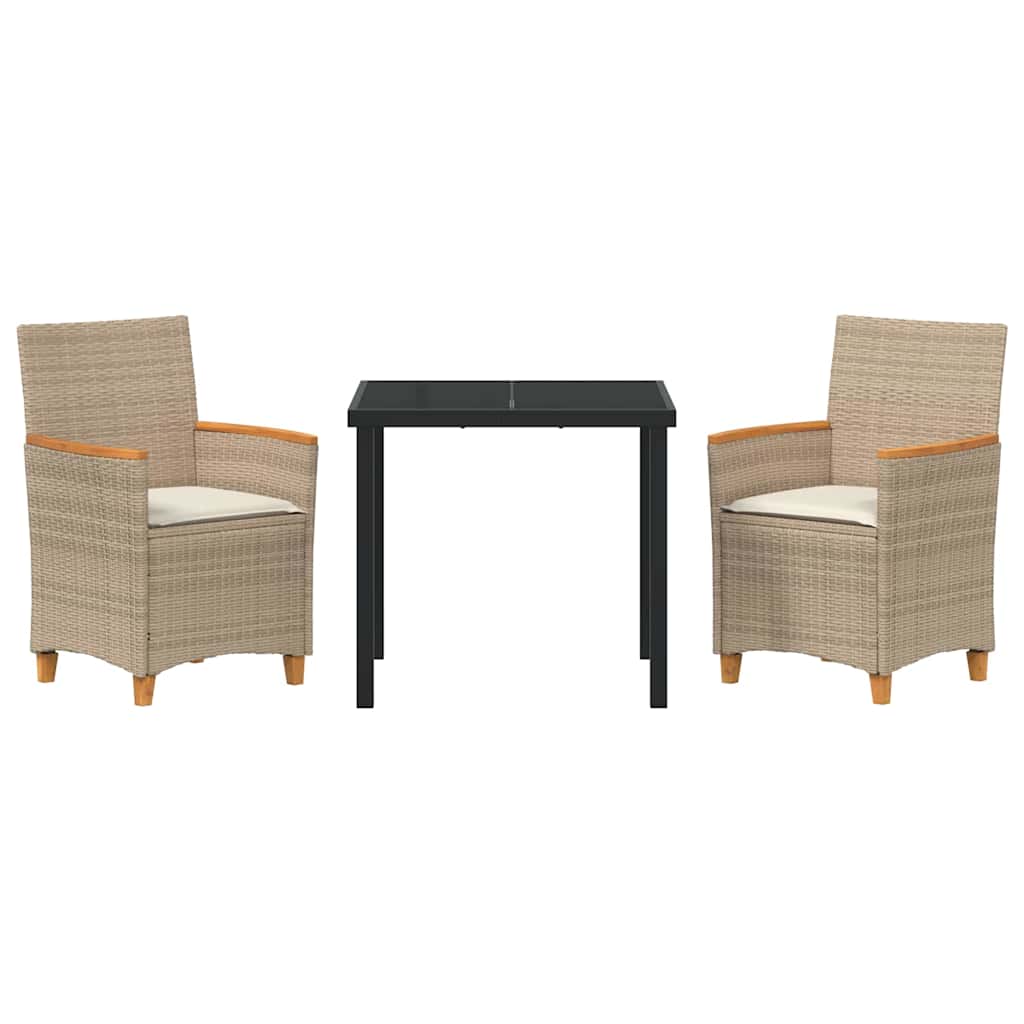 Ensemble de salle à manger pour jardin 3 pcs Beige polyrotin - XIOS