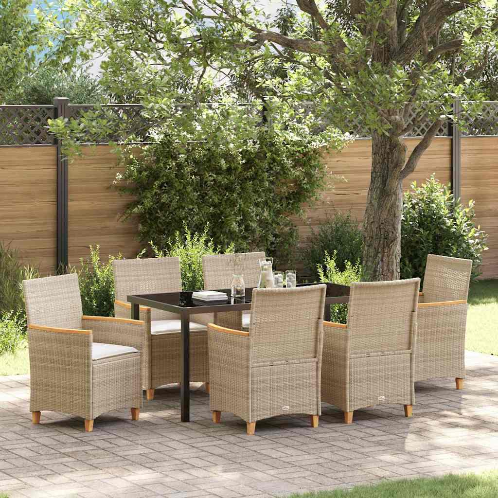 Ensemble de salle à manger pour jardin 7 pcs Beige polyrotin - XIOS