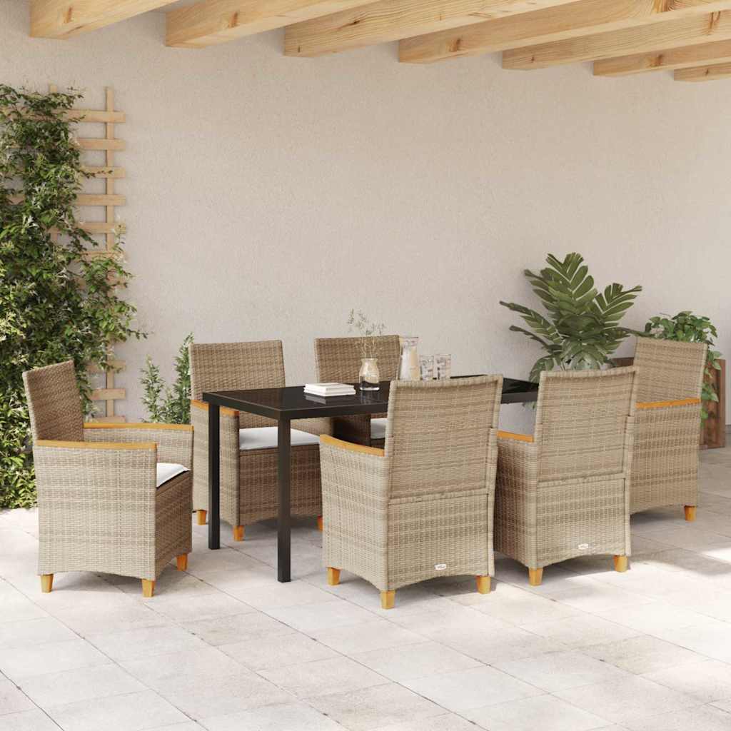 Ensemble de salle à manger pour jardin 7 pcs Beige polyrotin - XIOS