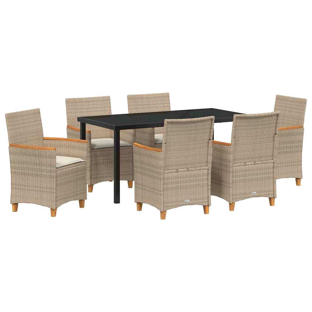 Ensemble de salle à manger pour jardin 7 pcs Beige polyrotin - XIOS