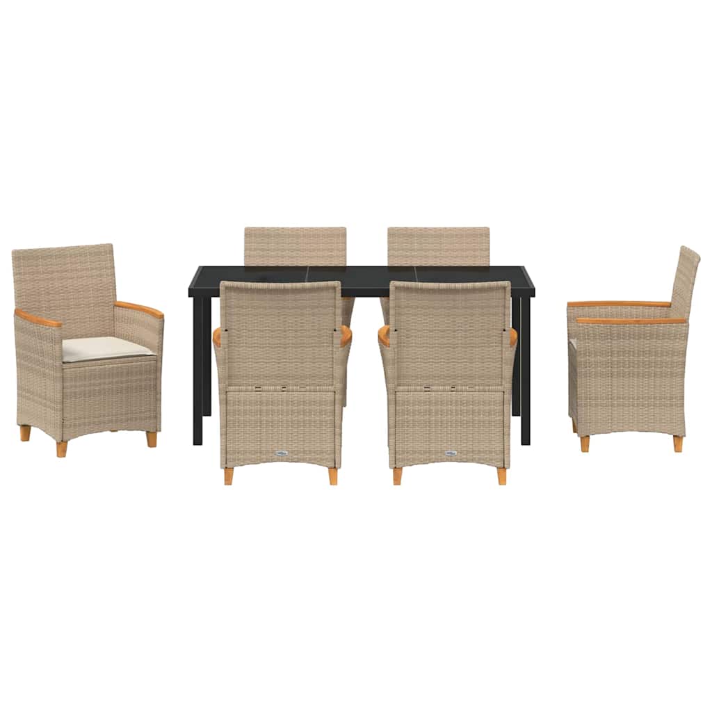 Ensemble de salle à manger pour jardin 7 pcs Beige polyrotin - XIOS