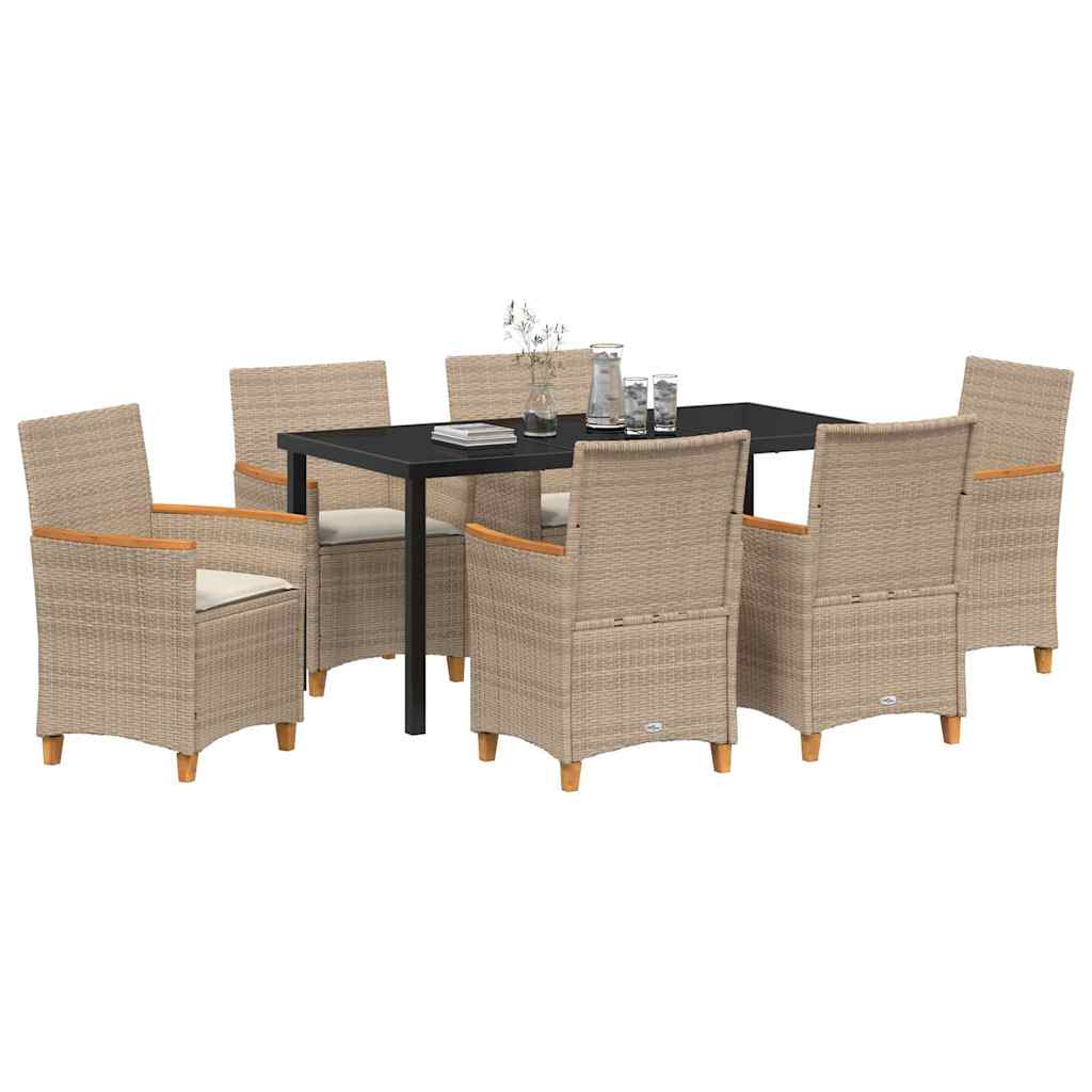 Ensemble de salle à manger pour jardin 7 pcs Beige polyrotin - XIOS