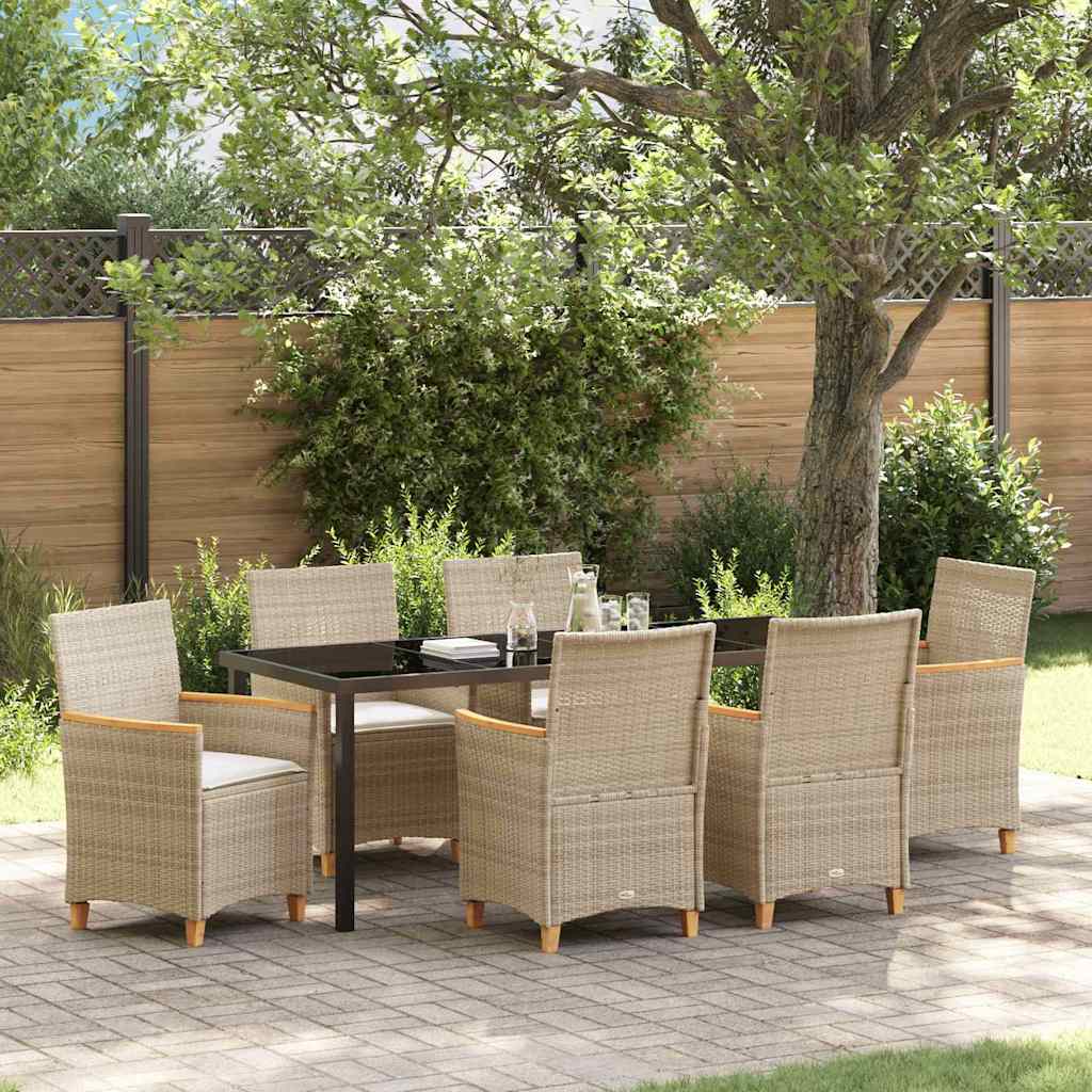 Ensemble de salle à manger pour jardin 7 pcs Beige polyrotin - XIOS