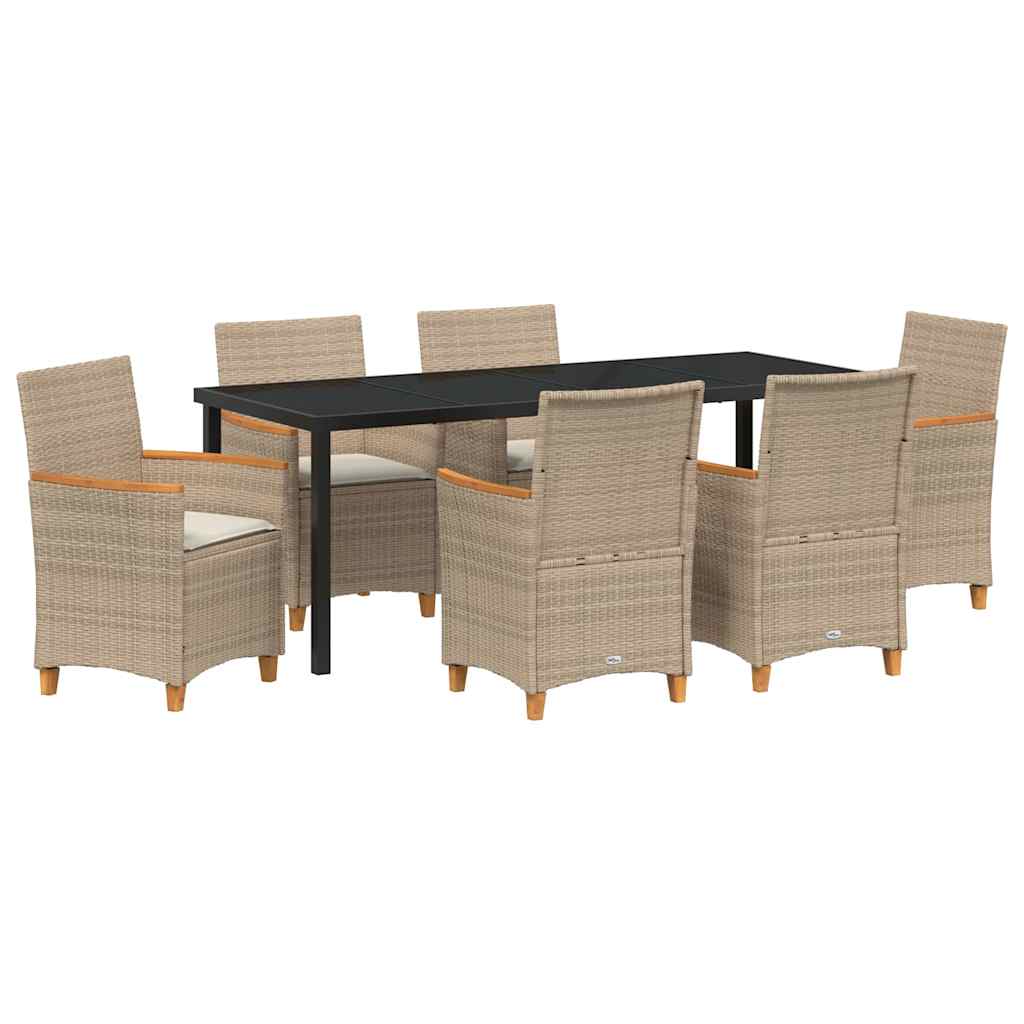 Ensemble de salle à manger pour jardin 7 pcs Beige polyrotin - XIOS