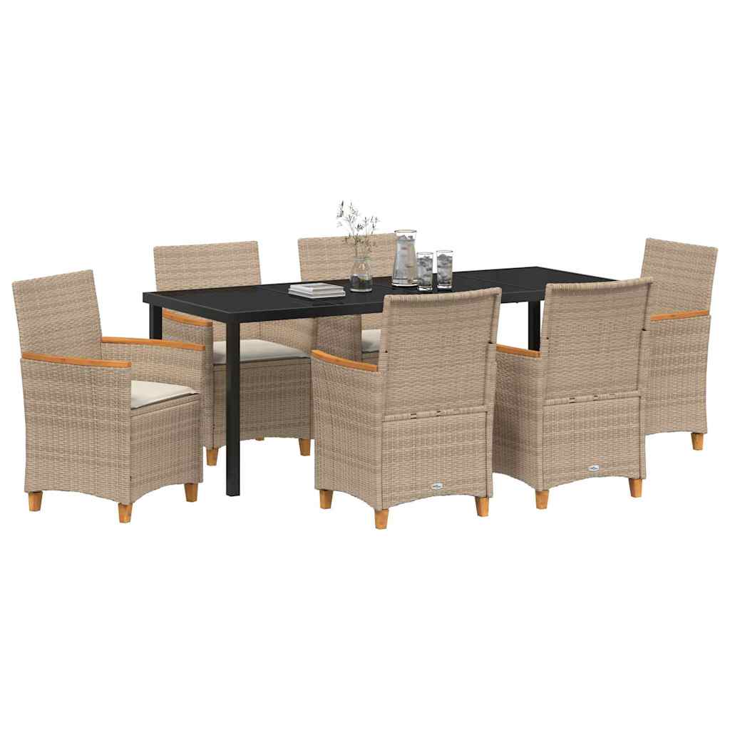Ensemble de salle à manger pour jardin 7 pcs Beige polyrotin - XIOS