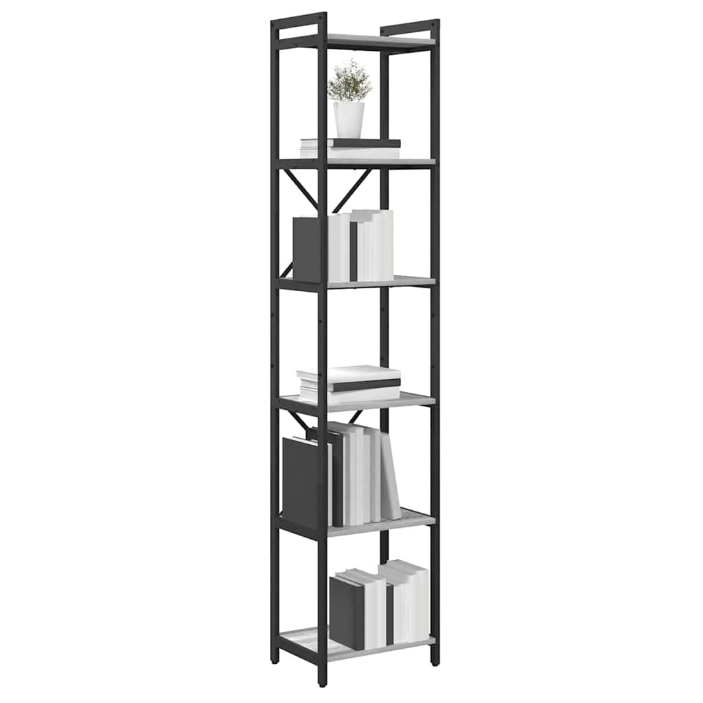 Bibliothèque Sonoma gris 40 x 30 x 188 cm Bois d'ingénierie - XIOS
