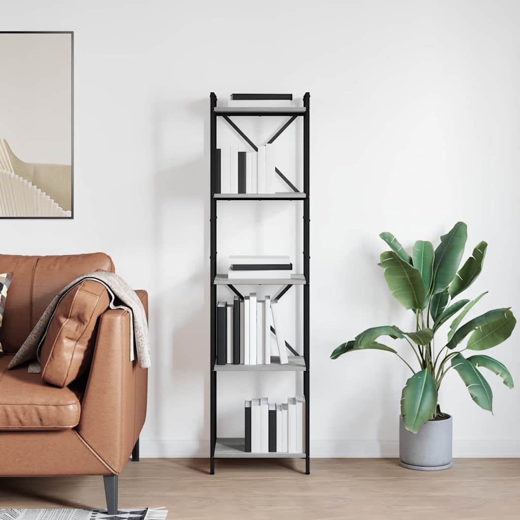 Bibliothèque Sonoma gris 40 x 30 x 153 cm Bois d'ingénierie - XIOS