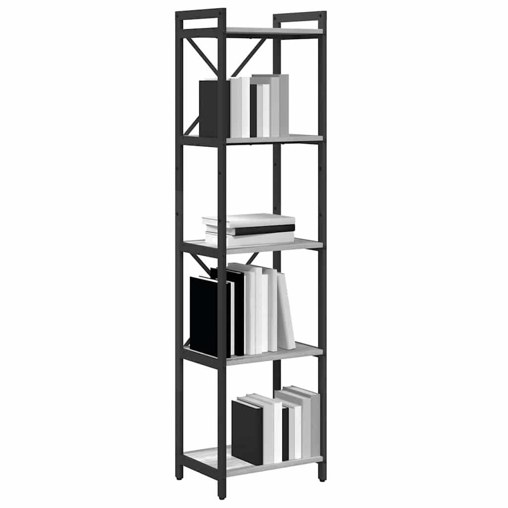 Bibliothèque Sonoma gris 40 x 30 x 153 cm Bois d'ingénierie - XIOS