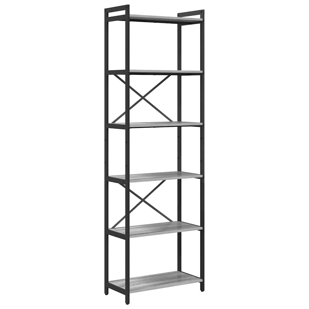 Bibliothèque Sonoma gris 60 x 30 x 188 cm Bois d'ingénierie - XIOS