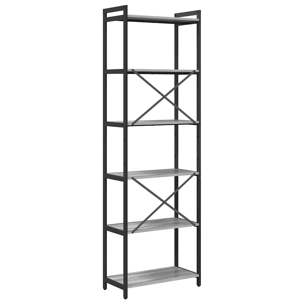 Bibliothèque Sonoma gris 60 x 30 x 188 cm Bois d'ingénierie - XIOS