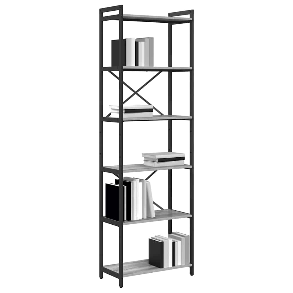 Bibliothèque Sonoma gris 60 x 30 x 188 cm Bois d'ingénierie - XIOS